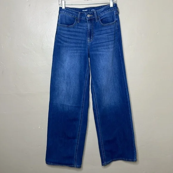 OLD NAVY Blue Jeans WOW WIDE LEG High Rise Stretchy Denim 4 - Picture 10 of 11
